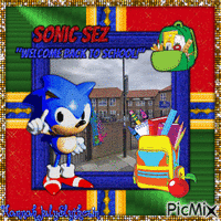 [Sonic Sez "Welcome Back to School!"] - GIF animado gratis