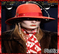 Portrait Woman Colors Hat Deco Glitter Glamour - GIF เคลื่อนไหวฟรี