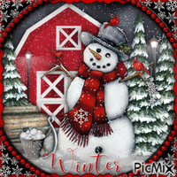 Snowman in Winter-RM-12-19-23 - GIF animado gratis