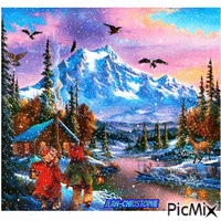 Montagne hiver - GIF animado gratis