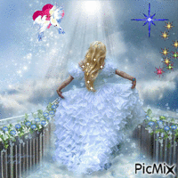 princesse aux colombes - GIF animé gratuit