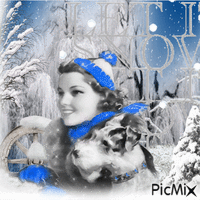 woman in snow with puppy animoitu GIF