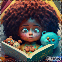 Petite Fille lit un livre - 免费动画 GIF