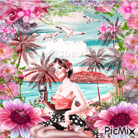 Summer vintage(pink color) - GIF animé gratuit