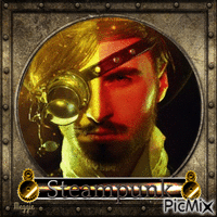 portrait of an steampunk man animēts GIF