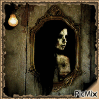 Femme gothique dans le miroir - Zdarma animovaný GIF