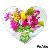 pink  flowers-heart κινούμενο GIF