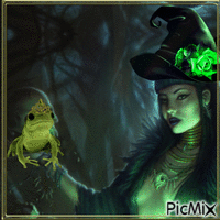 THE WITCH AND THE FROG - GIF animado grátis