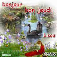 bonjour bon jeudi bisous - Безплатен анимиран GIF