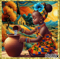 niña  africa - 免费动画 GIF