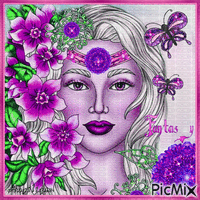 Femme fantasy - Tons violets... 🤍💜💚