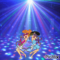 Wilma and Betty on the dance floor анимиран GIF