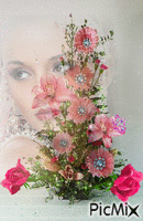 Femme fleurs - Gratis geanimeerde GIF