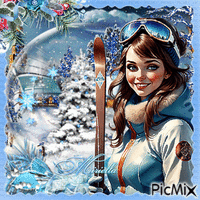 Contest!Ski en montagne en hiver - GIF animado grátis