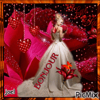 femme sur un lit de rose animovaný GIF