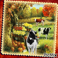 Vaca de otoño - Бесплатный анимированный гифка