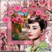 {♥Audrey Hepburn & Pink Roses♥} - GIF animé gratuit