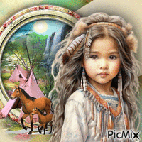 Jeune fille indienne Cherokee animovaný GIF
