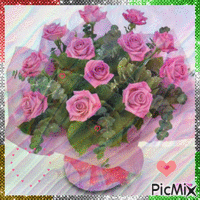 Rózsa színű rózsacsokor! - Free animated GIF