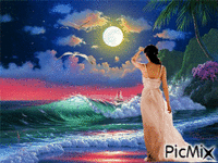 девушка у моря - Ingyenes animált GIF
