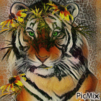 tigre style artistique ,, анимированный гифка