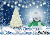 Merry Christmas Snowman анимиран GIF