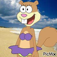 Sandy Cheeks at the beach GIF animado