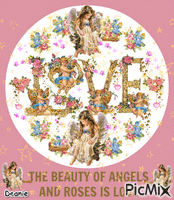 LOVE word decorated w/angels анимирани ГИФ