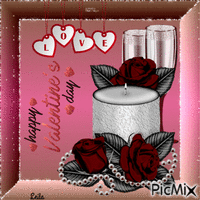 Happy Valentines Day. Candel and vine animowany gif