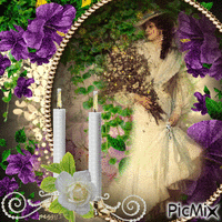 lady and flowers κινούμενο GIF