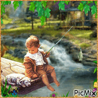 Le petit pêcheur - Бесплатный анимированный гифка