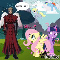 Vash meets some fictional horses - Free animated GIF