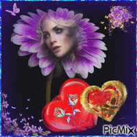 Flowers & heart GIF animé