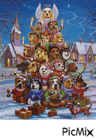 Christmas tree dogs - Gratis animeret GIF