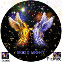 Angel Twins Saying Good Night - GIF animé gratuit