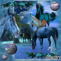bleu horse fantasy - GIF animé gratuit