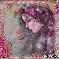 femme vintage avec des roses