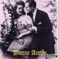 Bonne année - Couple vintage - Бесплатный анимированный гифка
