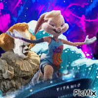 Titanic starring Lola Bunny and Pennywise animerad GIF
