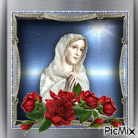 BLESSED MOTHER and ROSES GIF animata