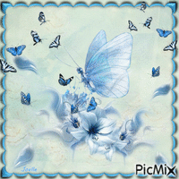 Les papillons bleu - Animovaný GIF zadarmo
