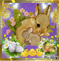 Hare and her baby. GIF animé