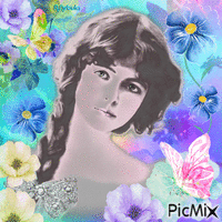 Vintage girl watercolor Gif Animado