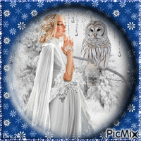 Contest- Beautiful winter owl - Бесплатный анимированный гифка