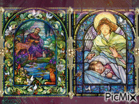Religious stained- glass windows animoitu GIF