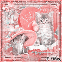 Valentine cat mouse animals - Gratis geanimeerde GIF