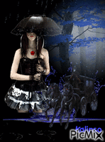 Gothic girl in the rain - Free animated GIF