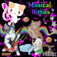 musical kitties animovaný GIF