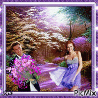 Un bouquet du jardin de couleur violette - Бесплатный анимированный гифка