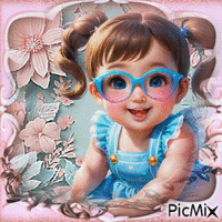 Kleines Mädchen mit Brille - 無料のアニメーション GIF